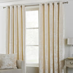 Verona Crushed Velvet Eyelet Curtains Ivory