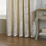 Verona Crushed Velvet Eyelet Curtains Ivory